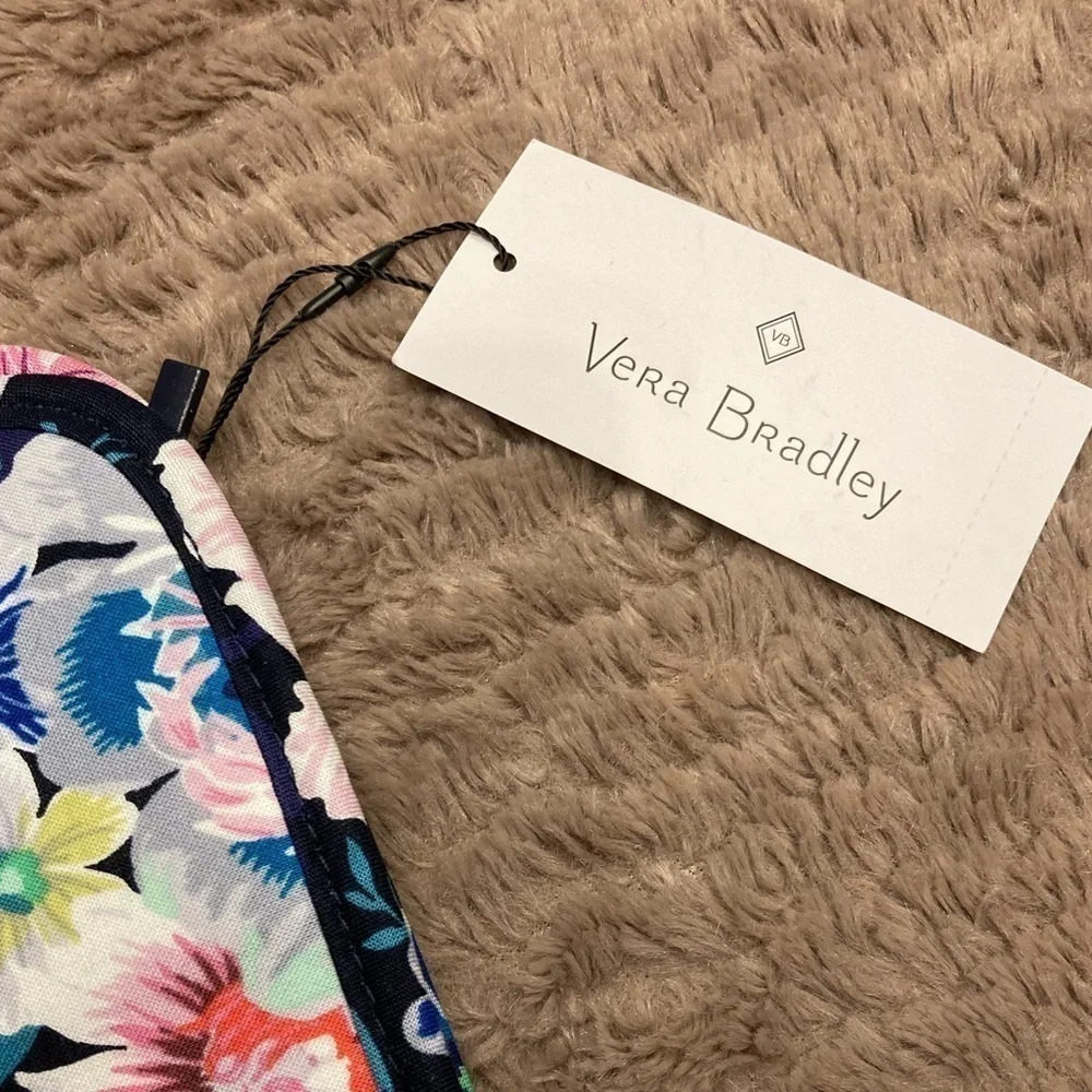 Vera Bradley Blue And Pink Floral ZipIn Brush Case Signature Cotton Garden Grove